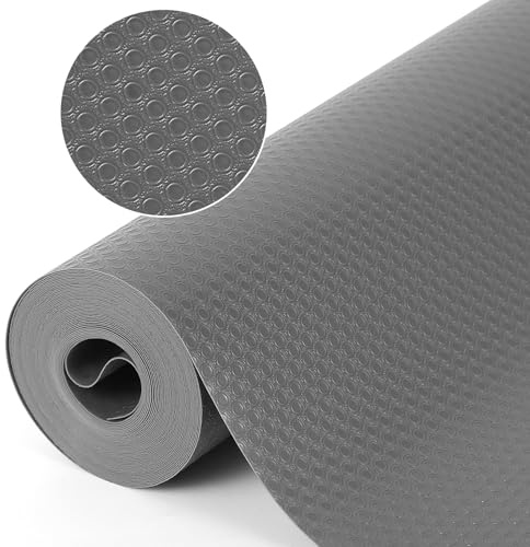 HAUSPROFI Schubladenmatte für Regale Schränke Schubladen Kühlschranke Hause Büro, 60x500cm Zuschneidbar, Transparent Grau