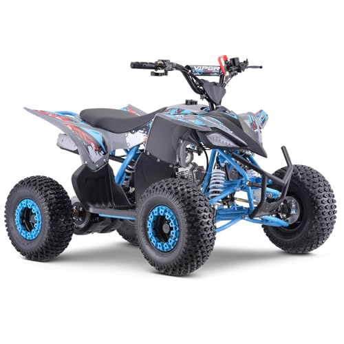 FunBikes Viper 125cc Grey Junior Petrol Quad Bike – Electric Start, Independent Front Suspension, Mono-Shock Rear, LED Lights, CE Approved, Boxed & Partially Assembled