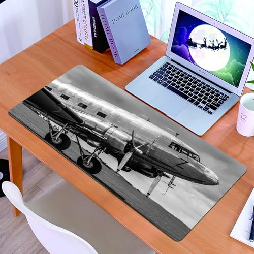 KDWJS Gaming Mauspad XXL 90x40cm Mousepad Groß Vernähte Kanten Anti-Rutsch für PC,Oldtimer-Flugzeug, altes Verkehrsflugzeug, antikes Motor-Cockpit, Pro,Laptop Verbessert Präzision und Geschwindigkeit