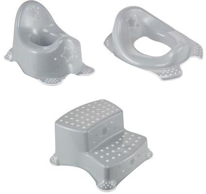 keeeper Stars-Set Babytopf adam + Toilettensitz ewa + Zweistufiger Tritthocker igor, Babytopf ab ca. 18 Monate bis ca. 3 Jahren, Toilettensitz ab ca. 24 Monate bis ca. 4 Jahre, Nordic Grey