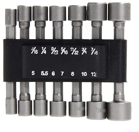 14-teiliges Kraft-Steckschlüssel-Set mit 7 metrischen und 7 SAE-Steckschlüssel-Bits, 1/4-Zoll-Sechskantschaftbohrer für elektrische pneumatische Schraubendreher, Chrom-Vanadium-Stahl