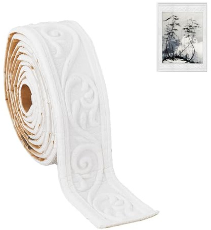 3D Strisce Decorative, Flessibile Impermeabile Bordo Adesivo per Pareti, 10 m Modanature Decorative e in Stucco, Bordo Autoadesivo per Soffitti per Murali, Soffitti, Angoli, Linee(Bianco)