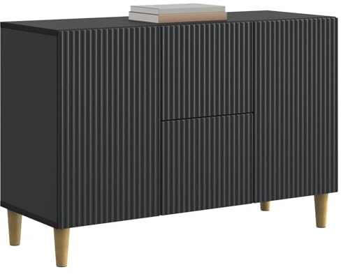 vidaXL Sideboard Schwarz 89 x 34,5 x 60 cm Holzwerkstoff, Wohnzimmerstauraum, rechteckige Anrichte, Vintage Stil, viel Platz, praktische Schranklösung, für Ordnung, Essgeschirr