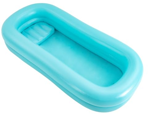 Baignoire gonflable, kit de baignoire de douche gonflable médicale avec pompe, bain au lit pour handicapés, personnes âgées, patients, bleu