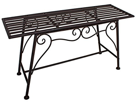 DELUKE Blumenbank Rita - Stahl Schwarz-braun 45x27x83cm | Pflanzenständer Pflanzenregal Blumenregal