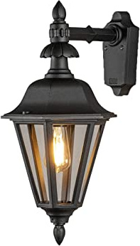 Konstsmide Pallas Wandleuchte, B: 25.5 cm, T: 31 cm, H: 53.5 cm, 1 x 60 W, IP23, lackiertes Aluminium, schwarz 483-750