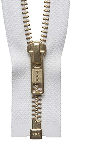24/ 61cm YKK Metal Brass Open Ended Zip: White