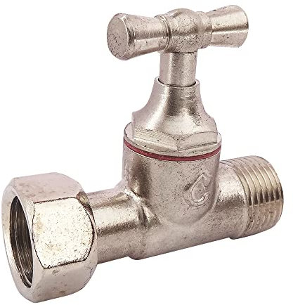 SOMATHERM FOR YOU, Robinet d'arrêt droit 3/8 pour WC - Tête à clapet en laiton nickelé - Compact et fiable - Écrou tournant 3/8 - Joint EPDM inclus - Étanchéité optimale