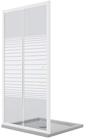 Idralite Porte de Douche Blanche 110 CM H185 Verre Sérigraphié Mod. Blanc