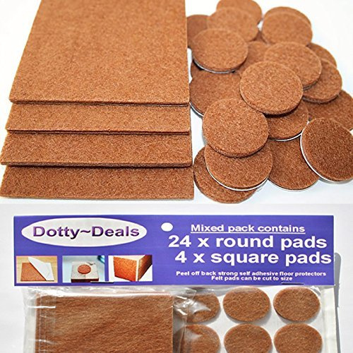 4x square & 24x round self adhesive felt floor protector pads.