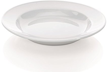 Plato Hondo 22 cm diámetro de color blanco de porcelana Premium Calidad y borde fortalece