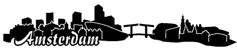 skyline4u Amsterdam Aufkleber Amsterdam Skyline viele Farben in 8 Größen und 25 Farben (30x5,4cm schwarz)