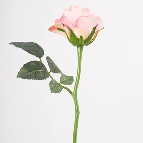 artplants.de Mini Rose Artificielle Elli avec Feuilles, Rose, 30cm, Ø 6cm - Tige de Rose - Fleur Artificielle
