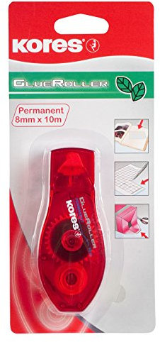 Kores - Roller de Colle : Ruban Adhésif Double Face pour une Adhésion Précise, Sans Acide et Non Toxique, Fournitures Scolaires et de Bureau, 8mm x 10m, Paquet de 1 Rouleau