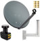 Premium X Satelliten-Komplettanlage 80cm Satellitenschüssel Anthrazit Quad LNB 8X F-Stecker Wandhalter 25cm - 1 SAT 4 Teilnehmer