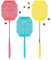 COM-FOUR® 3X Matamoscas con telescopio Extensible 27-58cm -Matamoscas para ahuyentar Avispas, Mosquitos y Otros Insectos (003 Piezas Azul Amarillo Rosa)