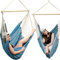 Eyepower XXL Hängesessel 185x130cm Hängestuhl bis 150 kg Baumwolle Hängesitz 2 Personen Hängematte Hängeschaukel Blau Streifen