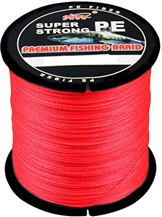 LSHEL Geflochtene Angelschnur 4 Fach Braided Fishing Line 300m, Rot, 3.0# 0.28mm/18.2kg/36lb