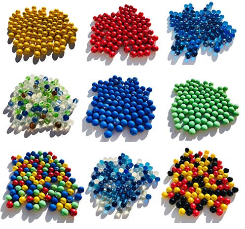 Verschiedene Glasmurmeln Murmel Murmeln 500g ca. 95 Stück 16mm Glas-steine Murmel Vasen-Füllungen blaue goldene rote grüne Murmeln rot blau klar gold Dekoschalen Murmelspiel Glas (Durchsichtig)