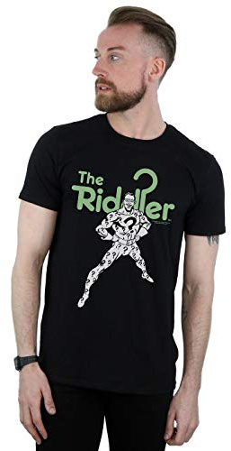DC Comics Men's The Riddler Mono Action Pose T-Shirt Black Large