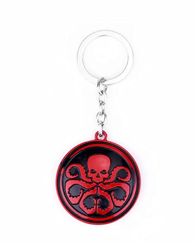 USChoice Marvel drehbarer Metall-Schlüsselanhänger Avengers Iron Man Doctor Strange Thanos Hydra Auto-Schlüsselanhänger für Kinder und Erwachsene, Rot (Hydra), Einheitsgröße