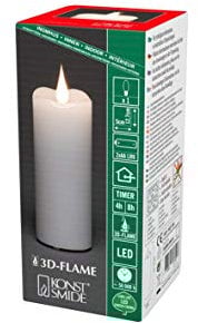 Konstsmide LED Echtwachskerze, weiss, 4/8h Timer, weiß, batteriebetrieben, Innen, 1 warm weiße Dioden - 1827-100