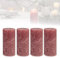 Smart-Planet 4er Set Kerzen Ambiente Rustic Stumpenkerzen - Bordeaux - große Rustik Kerze 12cm - lange Brenndauer ca. 54 Std Weihnachtskerzen Adventskranz