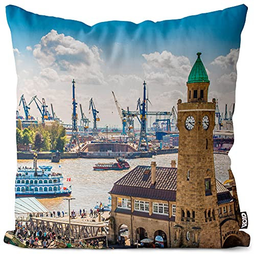 VOID Hamburg Stadt Hafen Kissenbezug Kissenhülle Sofakissen Kissen Deko Outdoor-Kissen Dekokissen, Kissen Größe:40 x 40 cm