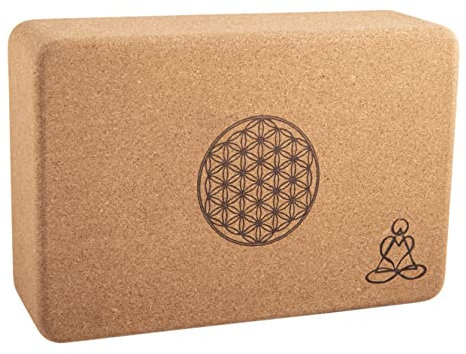 Yogablock aus Kork, klein mit Blume des Lebens und Mandala