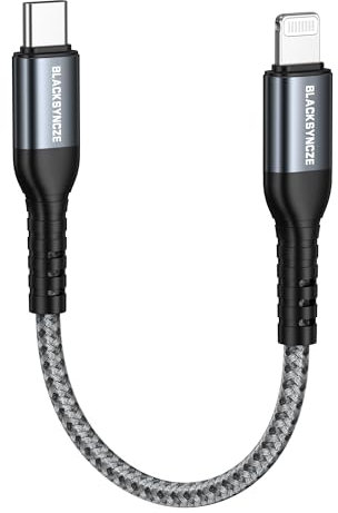 BLACKSYNCZE Cable USB C a iPhone, 0.3M [Certificado MFi] Cable iPhone Cable Cargador PD 20W Cable USB Tipo C a iPhone para iPhone 13 12 11 Pro Max 13 12 Mini 13 12 XR XS X 8 8 Plus 7 6 Plus SE 2020