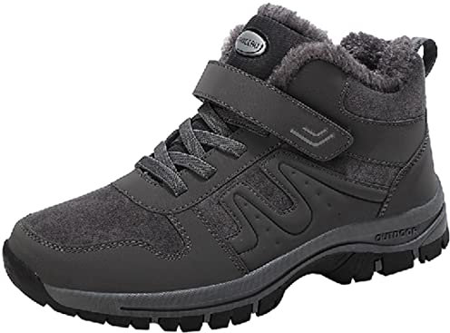 Yowablo Paar-Modelle für Männer mittleren Alters und ältere Menschen mit Klettverschluss Plus Samtverdickung, rutschfest, Bequeme Baumwollschuhe, warme Sport-Baumwollschuhe Laufschuhe Schuhe Herren