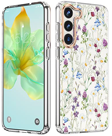MILPROX Kompatibel mit Samsung Galaxy S23 Blume Hülle, Niedliches Hülle Design für Mädchen Frauen, Stoßfest Blumenmuster Harte Rückseite für Samsung Galaxy S 23 5G Telefon 2023 6,1 Zoll-Garten