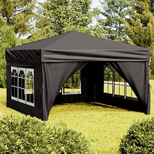 Tidyard Partyzelt Faltbar mit Seitenwänden Faltpavillon Pavillon Gartenpavillon Gartenzelt Festzelt Bierzelt für Garten, UV Schutz und Wasserabweisend, Schwarz 3x3 m
