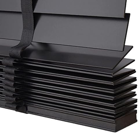Jalousien Aus Holz Schwarz,Jalousette 45cm 50cm 60cm 70cm 80cm 90cm 100cm 110cm 120cm Breite Horizontal Jalousie,Massivholz Jalousetten Innen Außen,Verdunkelung/Sichtschutz,W×H-60x110cm/23.5x43in