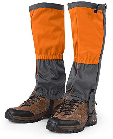 lyrlody 1 Paar wasserdichte Winddichte Wärmegamaschen für Outdoor Wandern Schnee (Orange)