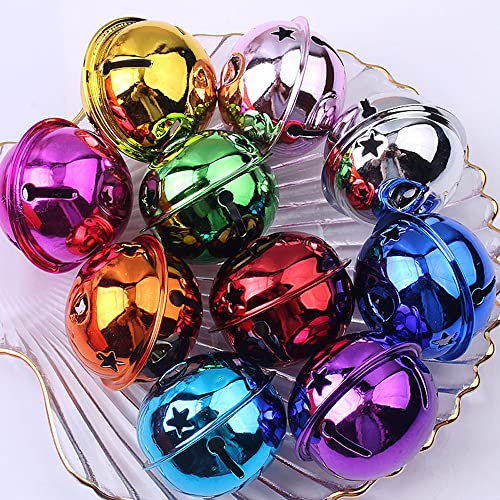 Wambere 30 Stück 4cm Glöckchen zum Basteln,Glöckchen,Weihnachtsglöckchen,Rostschutz Glöckchen, Metallglöckchen Optimal für Handwerk, Schmuck, Festival Dekoration,Haustier Glocken,Mischfarbe