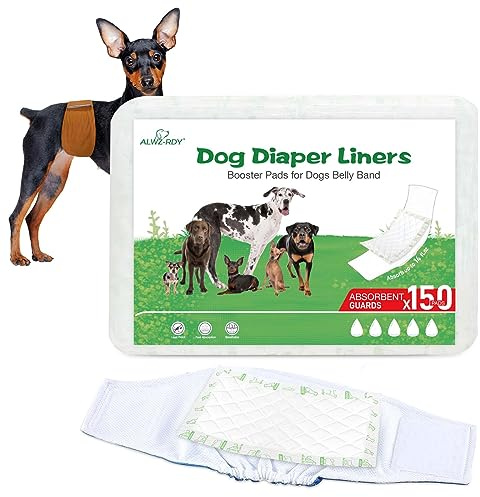 Dog Diaper Liners 100ct Super Absorption Disposable Dog Diaper Booster Pads Leak-Proof for Female and Male Fit Most Reusable Pet Belly Bands, Wraps and Period Diapers(Regular, S-100ct)