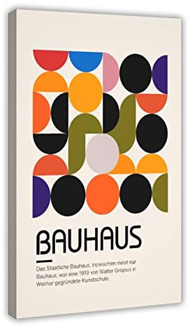 ETOMEY Bauhaus 1919 Leinwand-Poster, Wandkunst, Dekordruck, Bild, Gemälde für Wohnzimmer, Schlafzimmer, Dekoration, Rahmenstil, 20 x 30 cm