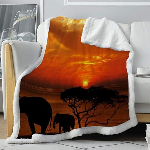 Gewichtsdecke Rot, Elefant Decke 135x200 cm Weiche Fleecedecke Doppelgesicht Tagesdecke Sofaüberwurf Geschenke für Frauen Männer Freundin Mama Kuscheldecke für Couch Bett/TV-Sofa