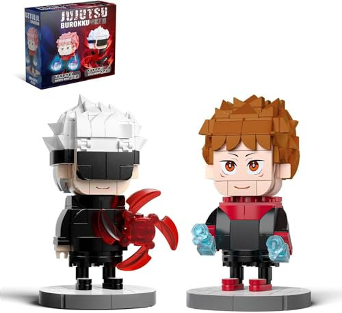 QLT QIAOLETONG Ideas Jujutsu Kaisen Klemmbausteine Bausteinen mit Sockel, Satoru Gojo und Yuji Itadori Action-Figuren MOC Baustein Spielzeugset,deko Geschenk für Anime-Fans (460+ PCS)