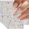 JMEOWIO Nagelsticker Frühlings Blume 9 Blatt Nail Art Sticker Selbstklebend Nagelaufkleber Bunte Sommer Blumen Dekoration Nageldesign Zubehör