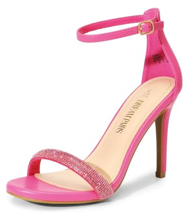DREAM PAIRS Sandali da donna con tacco alto | Tacchi aperti rotondi, cinturino alla caviglia, scarpe estive sexy eleganti per feste di nozze