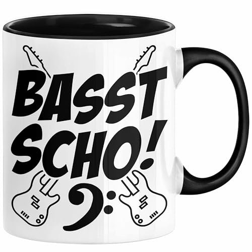 Trendation - Bassist Tasse Geschenk Bass-Spieler Geschenkidee Kaffee-Becher Basst Scho ! (Schwarz)