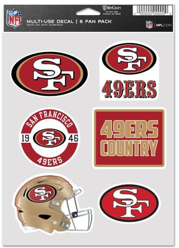 Wincraft NFL Aufkleber Multi-Use 6er Set 19x14cm San Francisco 49ers