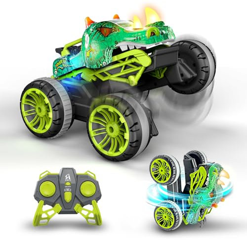 Cokvok Ferngesteuertes Auto, 1/16 Monster RC Truck, 2,4-GHz RC Auto mit Licht und Sound, Dinosaurier-ähnlicher Spaziergang, 360°-Drehung, RC Spielzeugauto mit 2 Batterien für Kinder ab 3 Jahren