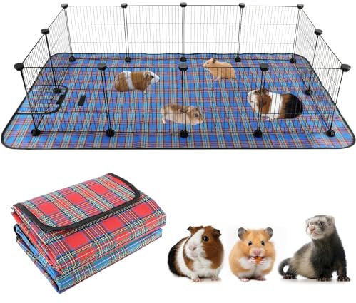 Mfsdai Gabbia per porcellini d'India con due cuscinetti facili da pulire, 0,74 m² per porcellini d'India con rivestimento in gabbia C&C, adatta per conigli, furetto, riccio, 12 lastre di gabbia