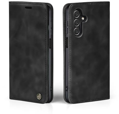 LBH Handyhülle für Samsung Galaxy A25 5G in Schwarz mit Karten- und Geldfach Smartphone Hülle mit Standfunktion Flip Case Schutzhülle Magnetverschluss Vintage