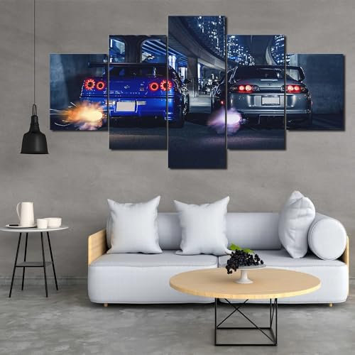 WAGYU Mit Rahmen Leinwandbild 5 TLG Kunstdruck,Bilder auf Leinwand 5 TLG Vlies Wandbild Auto,Leinwand Gemälde xxl,Tapete,Puzzle,leinwanddrucke,5 Stücke Bilder,125x60cm