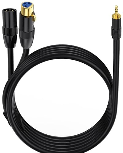 LOKEKE Cavo adattatore splitter Y da XLR a 3,5 mm, jack stereo maschio a due XLR maschio e femmina cavo microfono audio per microfono, scheda audio, videocamera e altro ancora