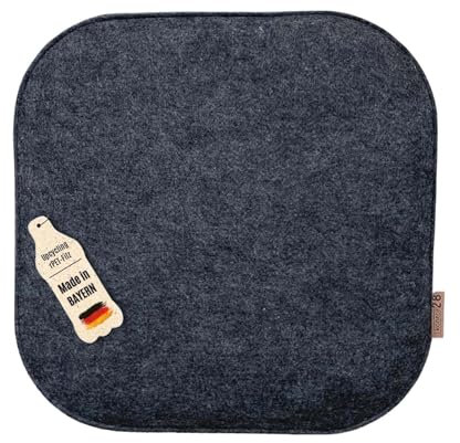 kontor28® - Sitzkissen Filz handgefertigt Made IN Germany | Sitzkissen Stuhl 37,5 x 37,5 cm aus rPET-Filz weiche und robuste Polsterung | Sitzauflage Stuhl für In- und Outdoor | anthrazit 1er-Set